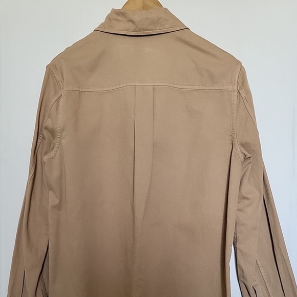 Vince Women's Twill Cotton Button Up Relaxed Shirt in Camel - Picture 5 of 9